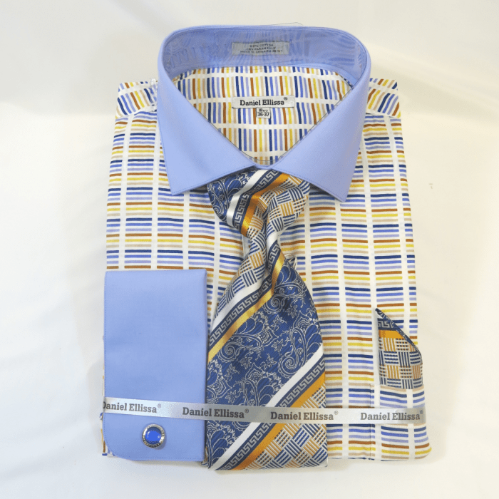 Men's dress shirts with different patterned cuffs