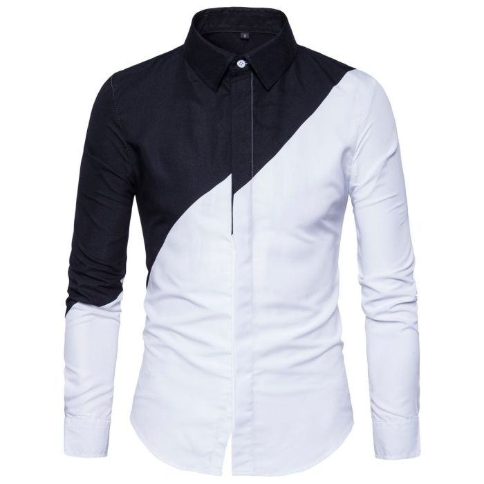 Black and white dress shirts for men